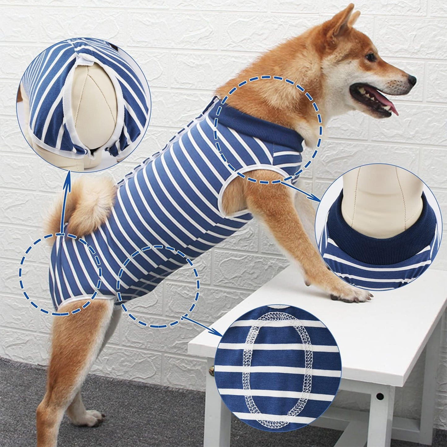 Dog Recovery Suit Cats Bodysuits for Abdominal Wounds Recovery Shirt for Male Female Pet after Surgery Anti-Licking Dog Onesies, Substitute E-Collar & Cone Medium