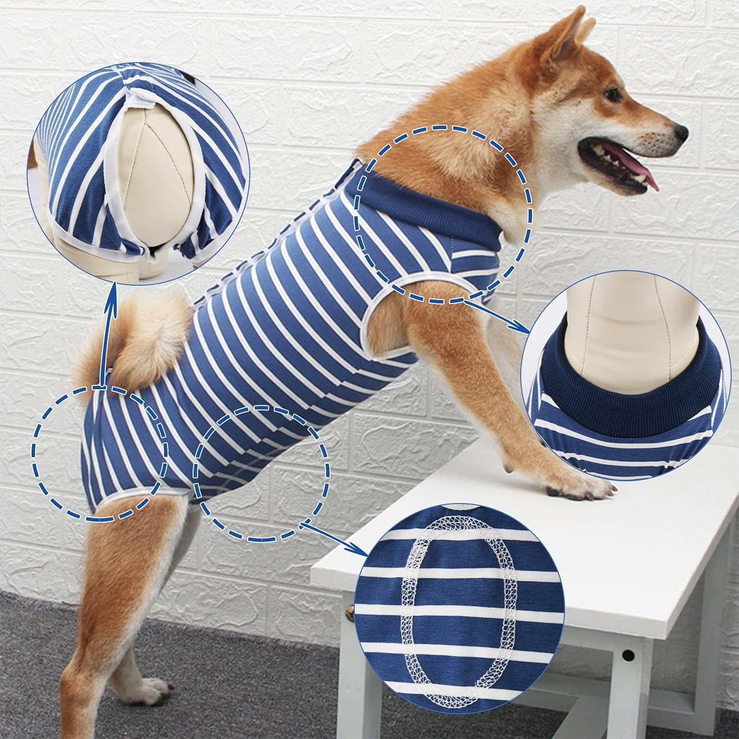 Dog Recovery Suit Cats Bodysuits for Abdominal Wounds Recovery Shirt for Male Female Pet after Surgery Anti-Licking Dog Onesies, Substitute E-Collar & Cone Medium